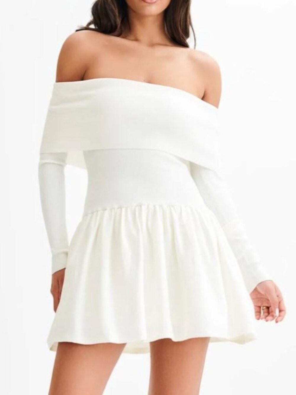 Meshki Atlanta Long Sleeve Mini Dress - Ivory